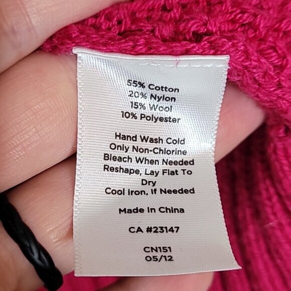 Talbots Chunky Knit Button Up Cardigan Size M Pink Johnny Collar Wool Blend - Picture 6 of 12